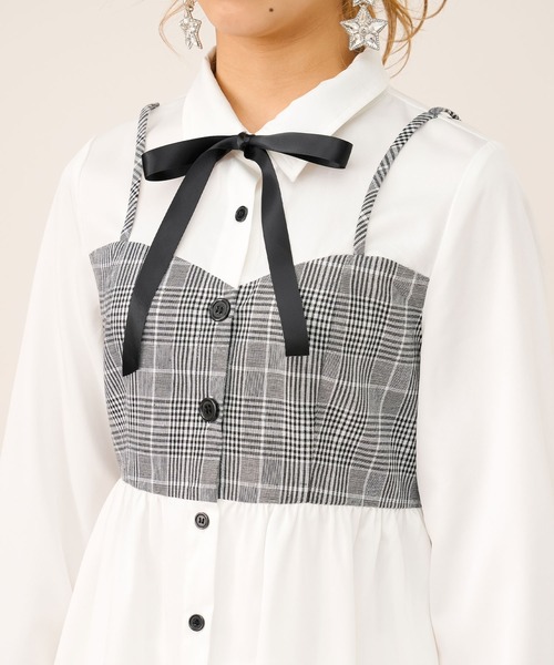 Diable baiser(ディアブルベーゼ)の「ビスチェ風シャツワンピース【M~3L】(ワンピース・レディース・ホワイト・MEDIUM/LARGE/X-LARGE/XX-LARGE)」の9枚目の写真