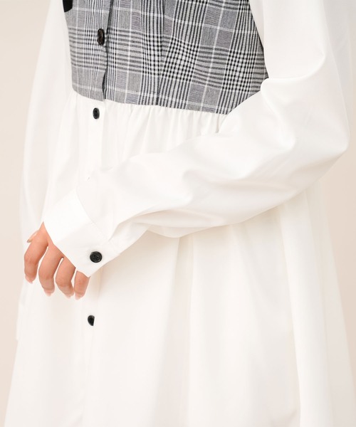 Diable baiser(ディアブルベーゼ)の「ビスチェ風シャツワンピース【M~3L】(ワンピース・レディース・ホワイト・MEDIUM/LARGE/X-LARGE/XX-LARGE)」の6枚目の写真