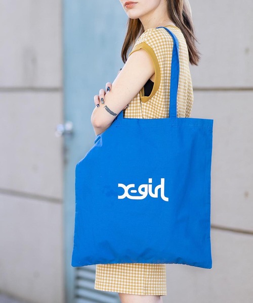 X-girl(エックスガール)の「MILLS LOGO TOTE BAG/ミルズロゴ トートバッグ(トートバッグ・レディース・ホワイト/ベージュ/ブルー・ONE SIZE)」の19枚目の写真