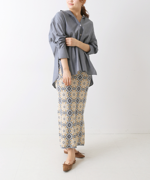 Simplicite(サンプリシテ)の「ダブルジャガード柄ニットスカート(スカート・レディース・ブラック/オレンジ/ブルー・FREE)」の8枚目の写真