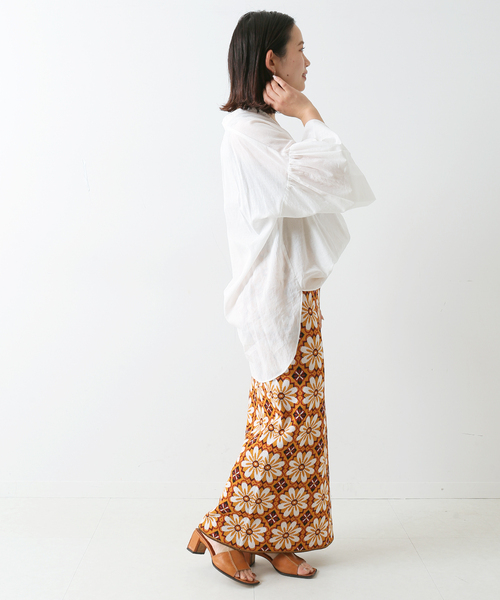 Simplicite(サンプリシテ)の「ダブルジャガード柄ニットスカート(スカート・レディース・ブラック/オレンジ/ブルー・FREE)」の18枚目の写真