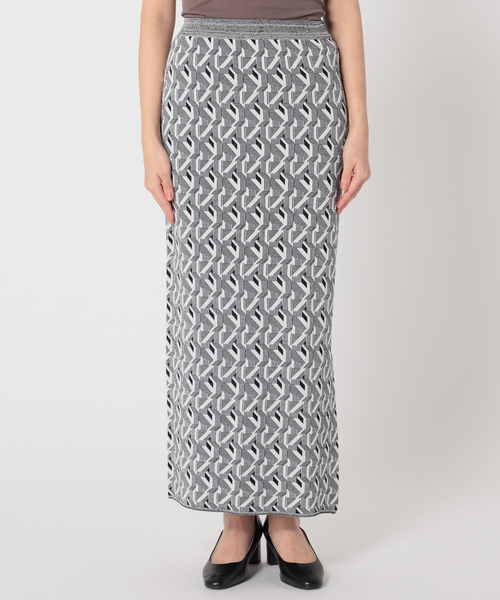 Simplicite(サンプリシテ)の「ダブルジャガード柄ニットスカート(スカート・レディース・ブラック/オレンジ/ブルー・FREE)」の19枚目の写真