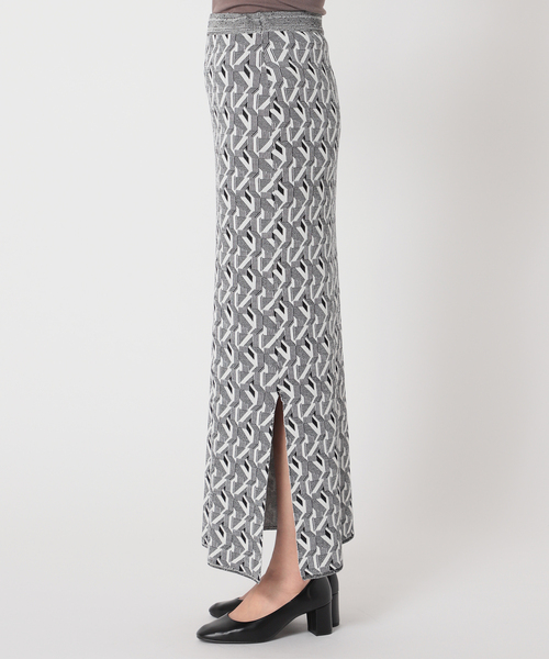 Simplicite(サンプリシテ)の「ダブルジャガード柄ニットスカート(スカート・レディース・ブラック/オレンジ/ブルー・FREE)」の20枚目の写真