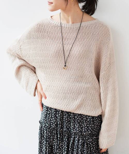 le.coeur blanc(ルクールブラン)の「ストローヤーンスカシアミニット(ニット/セーター・レディース・ベージュ/イエロー・38)」の8枚目の写真