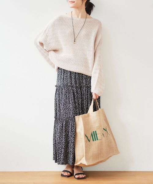 le.coeur blanc(ルクールブラン)の「ストローヤーンスカシアミニット(ニット/セーター・レディース・ベージュ/イエロー・38)」の3枚目の写真