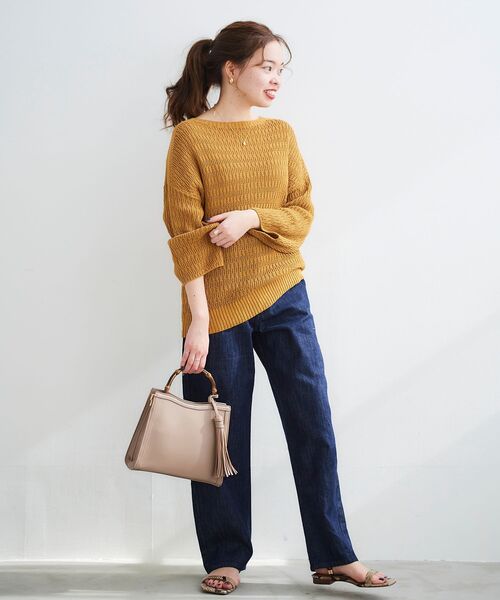 le.coeur blanc(ルクールブラン)の「ストローヤーンスカシアミニット(ニット/セーター・レディース・ベージュ/イエロー・38)」の15枚目の写真