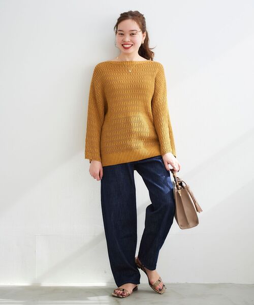 le.coeur blanc(ルクールブラン)の「ストローヤーンスカシアミニット(ニット/セーター・レディース・ベージュ/イエロー・38)」の6枚目の写真