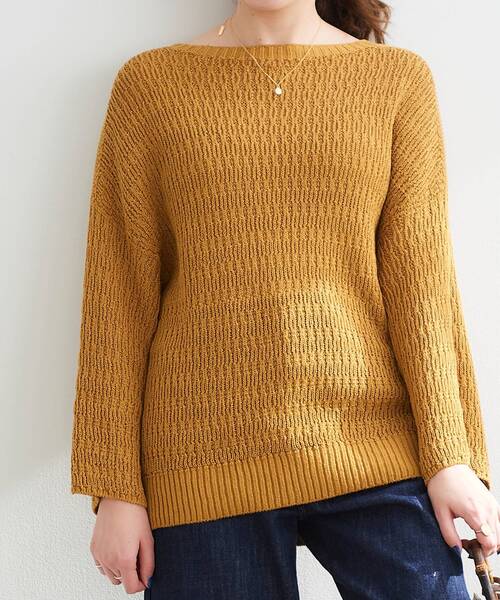 le.coeur blanc(ルクールブラン)の「ストローヤーンスカシアミニット(ニット/セーター・レディース・ベージュ/イエロー・38)」の4枚目の写真