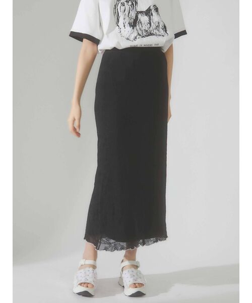 merry jenny（メリージェニー）の「シアーニットラメメロウスカート（スカート・レディース・ブラック/アイボリー・FREE）」の2枚目の写真