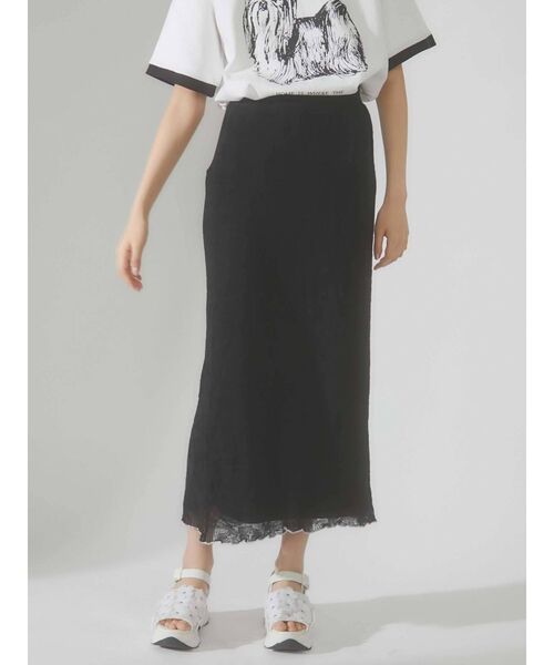 merry jenny（メリージェニー）の「シアーニットラメメロウスカート（スカート・レディース・ブラック/アイボリー・FREE）」の15枚目の写真