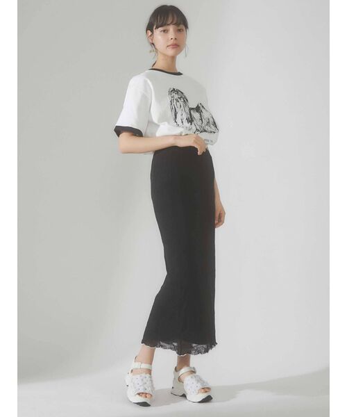 merry jenny（メリージェニー）の「シアーニットラメメロウスカート（スカート・レディース・ブラック/アイボリー・FREE）」の9枚目の写真