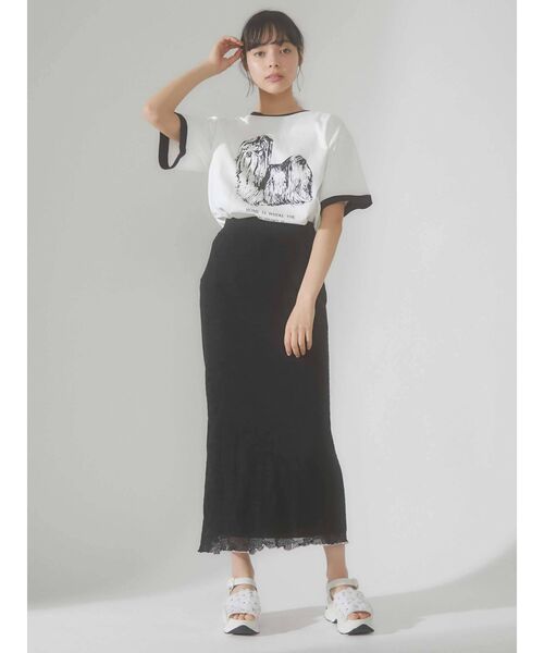 merry jenny（メリージェニー）の「シアーニットラメメロウスカート（スカート・レディース・ブラック/アイボリー・FREE）」の18枚目の写真