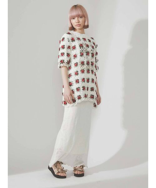 merry jenny（メリージェニー）の「シアーニットラメメロウスカート（スカート・レディース・ブラック/アイボリー・FREE）」の7枚目の写真