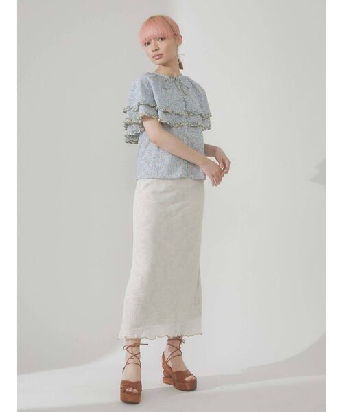 merry jenny（メリージェニー）の「シアーニットラメメロウスカート（スカート・レディース・ブラック/アイボリー・FREE）」の8枚目の写真