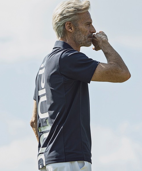 1PIU1UGUALE3  RELAX （ウノピゥウノウグァーレトレ リラックス）の「1PIU1UGUALE3 RELAX(ウノピゥウノウグァーレトレ)スーパーストレッチバックロゴ半袖ポロシャツ（ポロシャツ・メンズ・ネイビー/ホワイト/ブラック・L/XXL/S/XL/M）」の14枚目の写真