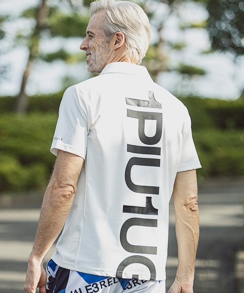 1PIU1UGUALE3  RELAX （ウノピゥウノウグァーレトレ リラックス）の「1PIU1UGUALE3 RELAX(ウノピゥウノウグァーレトレ)スーパーストレッチバックロゴ半袖ポロシャツ（ポロシャツ・メンズ・ネイビー/ホワイト/ブラック・L/XXL/S/XL/M）」の20枚目の写真