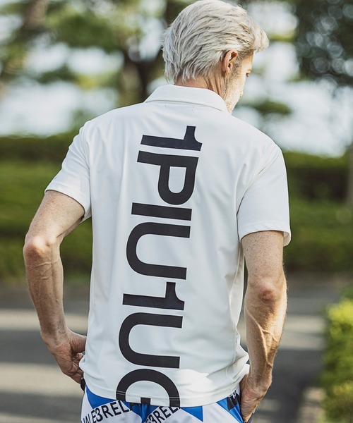 1PIU1UGUALE3  RELAX （ウノピゥウノウグァーレトレ リラックス）の「1PIU1UGUALE3 RELAX(ウノピゥウノウグァーレトレ)スーパーストレッチバックロゴ半袖ポロシャツ（ポロシャツ・メンズ・ネイビー/ホワイト/ブラック・L/XXL/S/XL/M）」の6枚目の写真