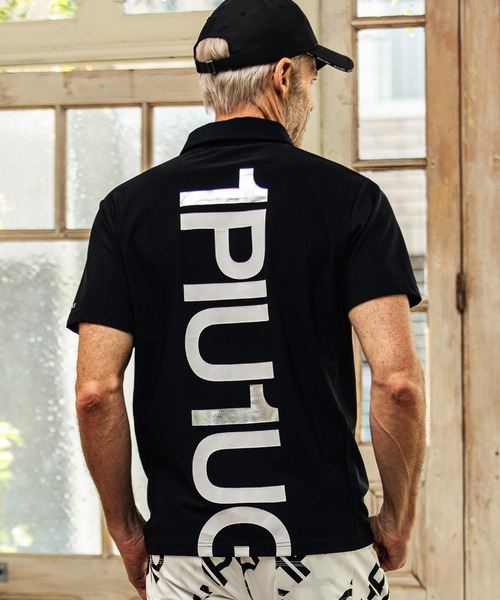 1PIU1UGUALE3  RELAX （ウノピゥウノウグァーレトレ リラックス）の「1PIU1UGUALE3 RELAX(ウノピゥウノウグァーレトレ)スーパーストレッチバックロゴ半袖ポロシャツ（ポロシャツ・メンズ・ネイビー/ホワイト/ブラック・L/XXL/S/XL/M）」の21枚目の写真