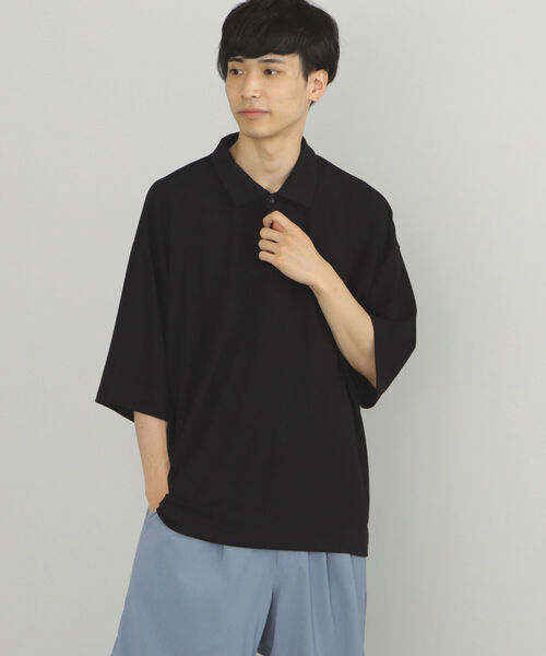BEAMS HEART(ビームスハート)の「BEAMS HEART / ドレープ ビッグ ポロシャツ(ポロシャツ・メンズ・ブラック/ダークグリーン・SMALL/MEDIUM/LARGE)」の4枚目の写真