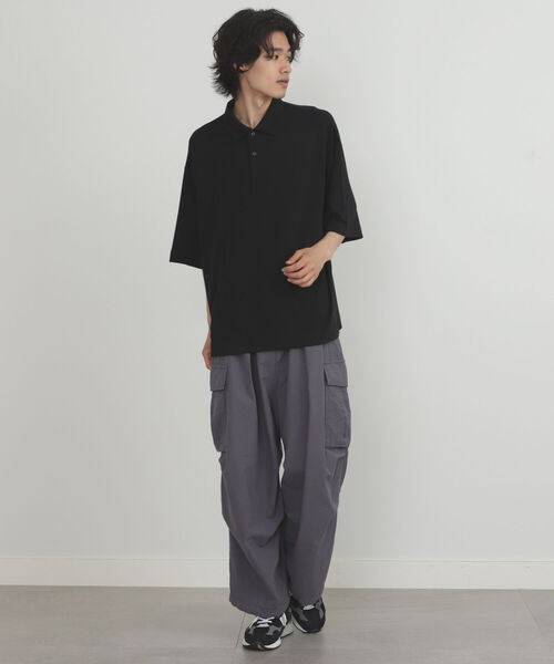 BEAMS HEART(ビームスハート)の「BEAMS HEART / ドレープ ビッグ ポロシャツ(ポロシャツ・メンズ・ブラック/ダークグリーン・SMALL/MEDIUM/LARGE)」の5枚目の写真