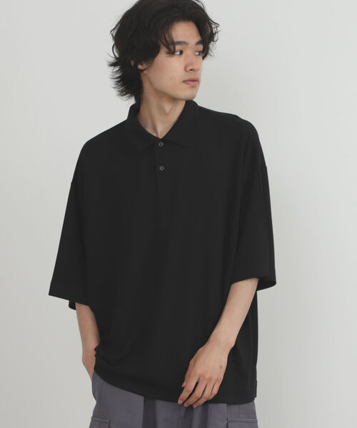 BEAMS HEART(ビームスハート)の「BEAMS HEART / ドレープ ビッグ ポロシャツ(ポロシャツ・メンズ・ブラック/ダークグリーン・SMALL/MEDIUM/LARGE)」の7枚目の写真