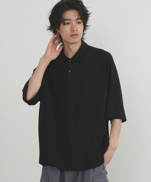 BEAMS HEART(ビームスハート)の「BEAMS HEART / ドレープ ビッグ ポロシャツ(ポロシャツ・メンズ・ブラック/ダークグリーン・SMALL/MEDIUM/LARGE)」の8枚目の写真