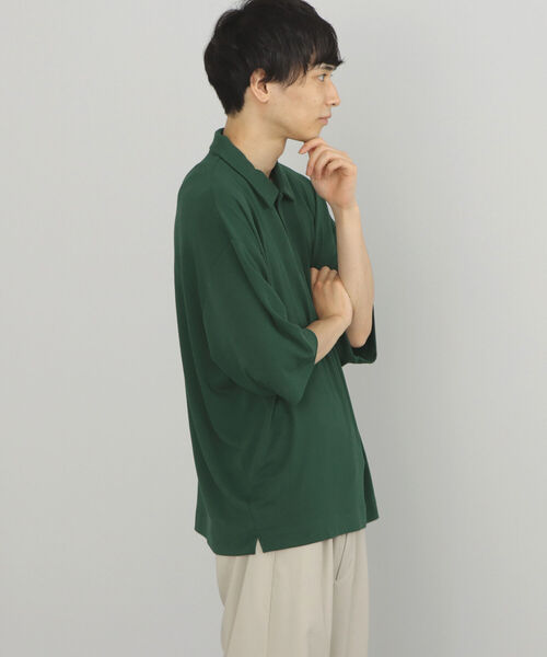 BEAMS HEART(ビームスハート)の「BEAMS HEART / ドレープ ビッグ ポロシャツ(ポロシャツ・メンズ・ブラック/ダークグリーン・SMALL/MEDIUM/LARGE)」の10枚目の写真