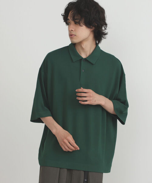 BEAMS HEART(ビームスハート)の「BEAMS HEART / ドレープ ビッグ ポロシャツ(ポロシャツ・メンズ・ブラック/ダークグリーン・SMALL/MEDIUM/LARGE)」の14枚目の写真