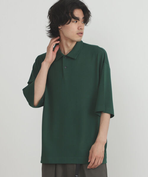 BEAMS HEART(ビームスハート)の「BEAMS HEART / ドレープ ビッグ ポロシャツ(ポロシャツ・メンズ・ブラック/ダークグリーン・SMALL/MEDIUM/LARGE)」の15枚目の写真