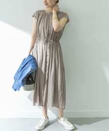 フレンチスリーブヴィンテージサテンドロストワンピース