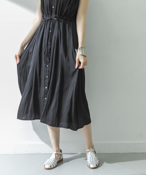 URBAN RESEARCH（アーバンリサーチ）の「フレンチスリーブヴィンテージサテンドロストワンピース（ワンピース・レディース・ブラウン/ベージュ系その他/ブラック・FREE）」の10枚目の写真