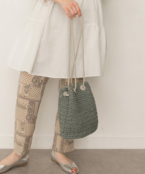 RODE SKO（ロデスコ）の「ペーパーキンチャクバッグ（ショルダーバッグ・レディース・グレー/ブルー/ナチュラル・ONE）」の14枚目の写真