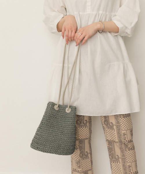 RODE SKO（ロデスコ）の「ペーパーキンチャクバッグ（ショルダーバッグ・レディース・グレー/ブルー/ナチュラル・ONE）」の16枚目の写真