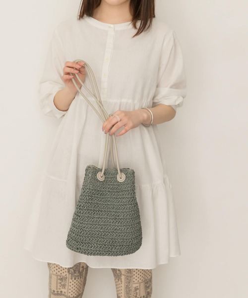 RODE SKO（ロデスコ）の「ペーパーキンチャクバッグ（ショルダーバッグ・レディース・グレー/ブルー/ナチュラル・ONE）」の17枚目の写真