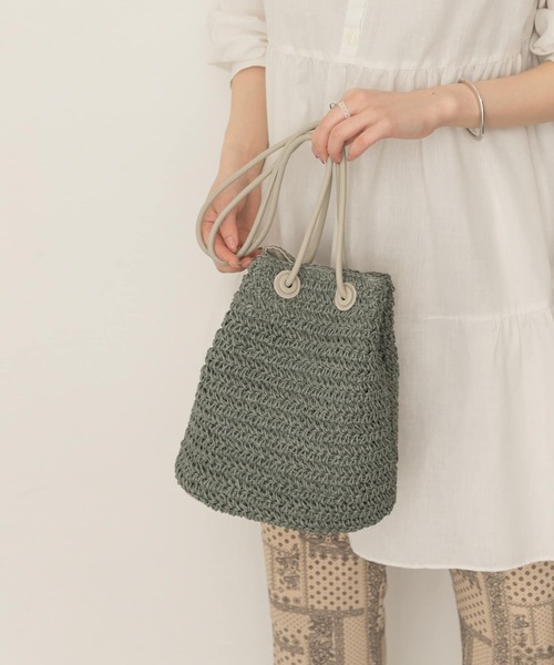 RODE SKO（ロデスコ）の「ペーパーキンチャクバッグ（ショルダーバッグ・レディース・グレー/ブルー/ナチュラル・ONE）」の15枚目の写真