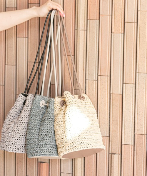 RODE SKO（ロデスコ）の「ペーパーキンチャクバッグ（ショルダーバッグ・レディース・グレー/ブルー/ナチュラル・ONE）」の10枚目の写真