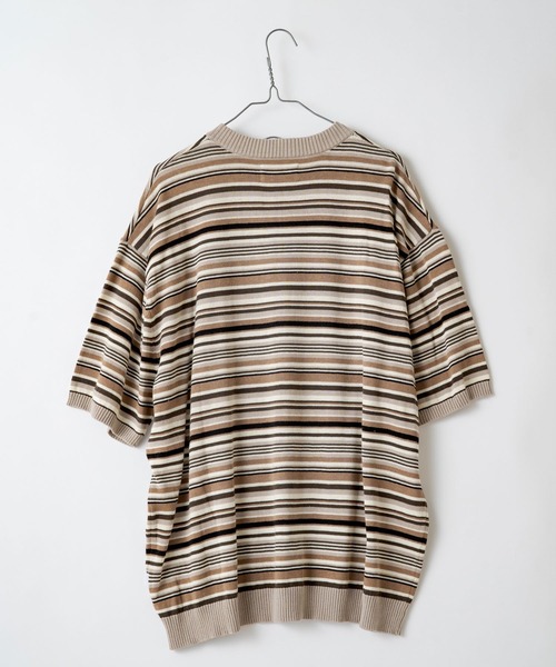 WHIMSIC(ウィムジック)の「【WHIMSIC】マルチボーダーニットTシャツ(Tシャツ/カットソー・メンズ・ベージュ/パープル/ブルー/ブラウン系その他・FREE)」の10枚目の写真
