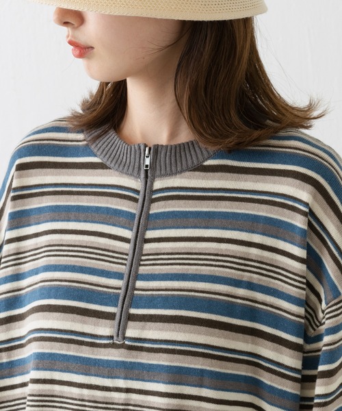 WHIMSIC(ウィムジック)の「【WHIMSIC】マルチボーダーニットTシャツ(Tシャツ/カットソー・メンズ・ベージュ/パープル/ブルー/ブラウン系その他・FREE)」の21枚目の写真
