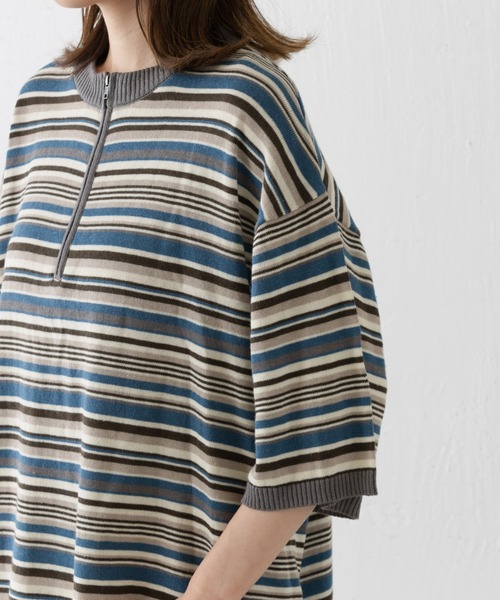 WHIMSIC(ウィムジック)の「【WHIMSIC】マルチボーダーニットTシャツ(Tシャツ/カットソー・メンズ・ベージュ/パープル/ブルー/ブラウン系その他・FREE)」の22枚目の写真