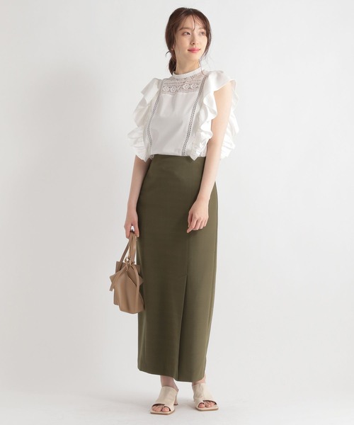 Andemiu（アンデミュウ）の「スリットＩラインスカート296425（スカート・レディース・ブラック/ベージュ/ブラウン/カーキ・S/M/ONE SIZE）」の10枚目の写真