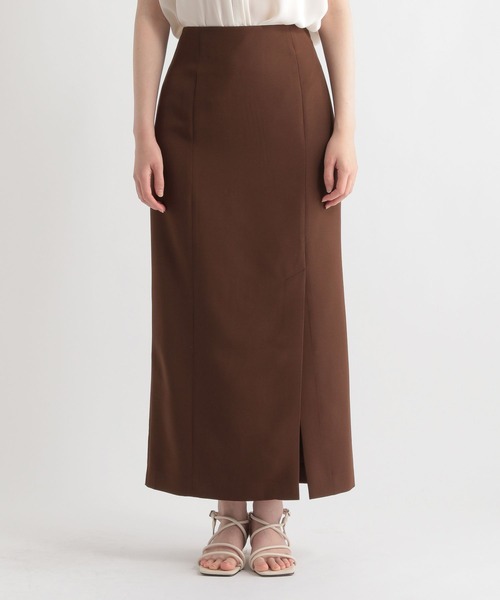 Andemiu（アンデミュウ）の「スリットＩラインスカート296425（スカート・レディース・ブラック/ベージュ/ブラウン/カーキ・S/M/ONE SIZE）」の5枚目の写真