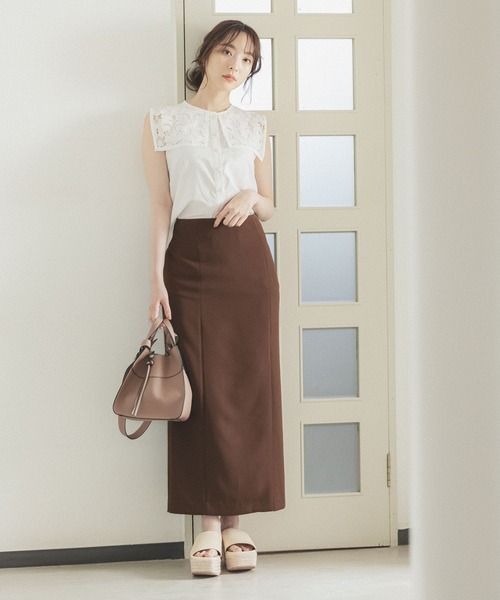 Andemiu（アンデミュウ）の「スリットＩラインスカート296425（スカート・レディース・ブラック/ベージュ/ブラウン/カーキ・S/M/ONE SIZE）」の21枚目の写真