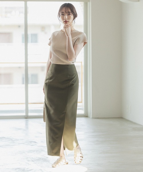 Andemiu（アンデミュウ）の「スリットＩラインスカート296425（スカート・レディース・ブラック/ベージュ/ブラウン/カーキ・S/M/ONE SIZE）」の22枚目の写真