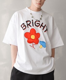 SPINNS | 【ビッグシルエット】FLOWER MUSH 刺繍ワッペン ビッグTシャツ(Tシャツ/カットソー)