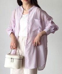 Riberry | シアーストライプバックオープンシャツ(シャツ/ブラウス)