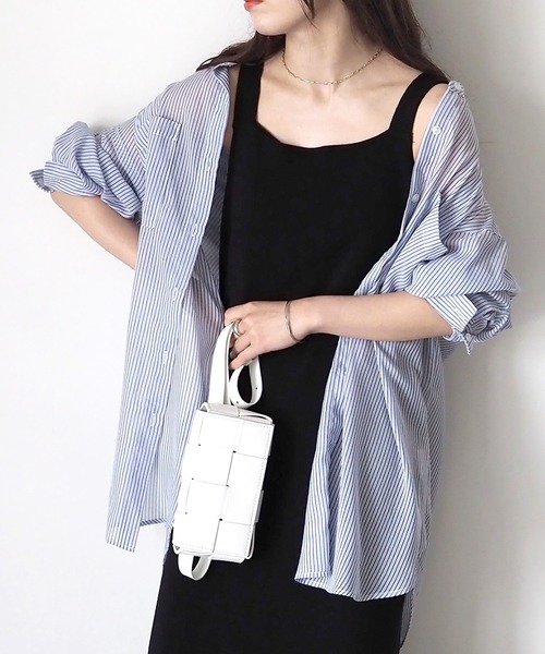 Riberry(リベリー)の「シアーストライプバックオープンシャツ(シャツ/ブラウス・レディース・グリーン/ブルー/パープル/イエロー・FREE)」の17枚目の写真