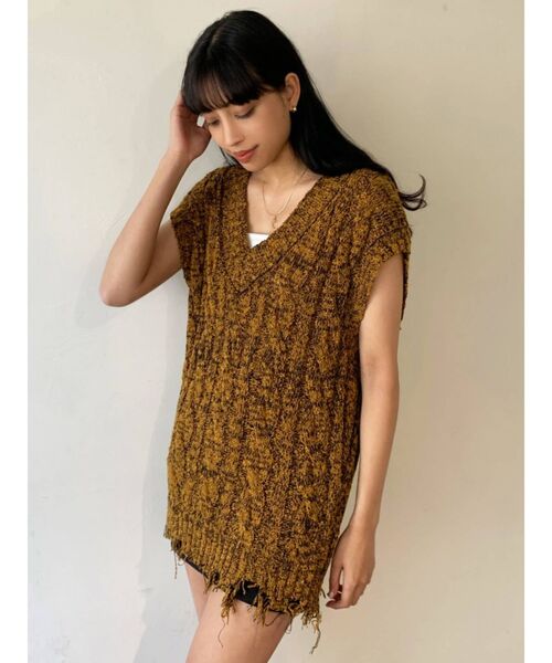 EMODA（エモダ）の「ミックスオーバーベスト（ベスト・レディース・ホワイト/ブラック/ブルー/キャメル・FREE）」の4枚目の写真