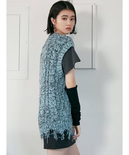 EMODA（エモダ）の「ミックスオーバーベスト（ベスト・レディース・ホワイト/ブラック/ブルー/キャメル・FREE）」の14枚目の写真