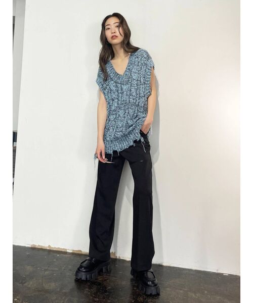 EMODA（エモダ）の「ミックスオーバーベスト（ベスト・レディース・ホワイト/ブラック/ブルー/キャメル・FREE）」の5枚目の写真