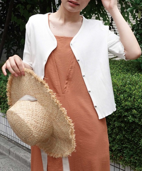 CORNERS（コーナーズ）の「ランダムリブカーディガン（Tシャツ/カットソー・レディース・オフホワイト/ブラック/グリーン/イエロー/レッド・M）」の12枚目の写真